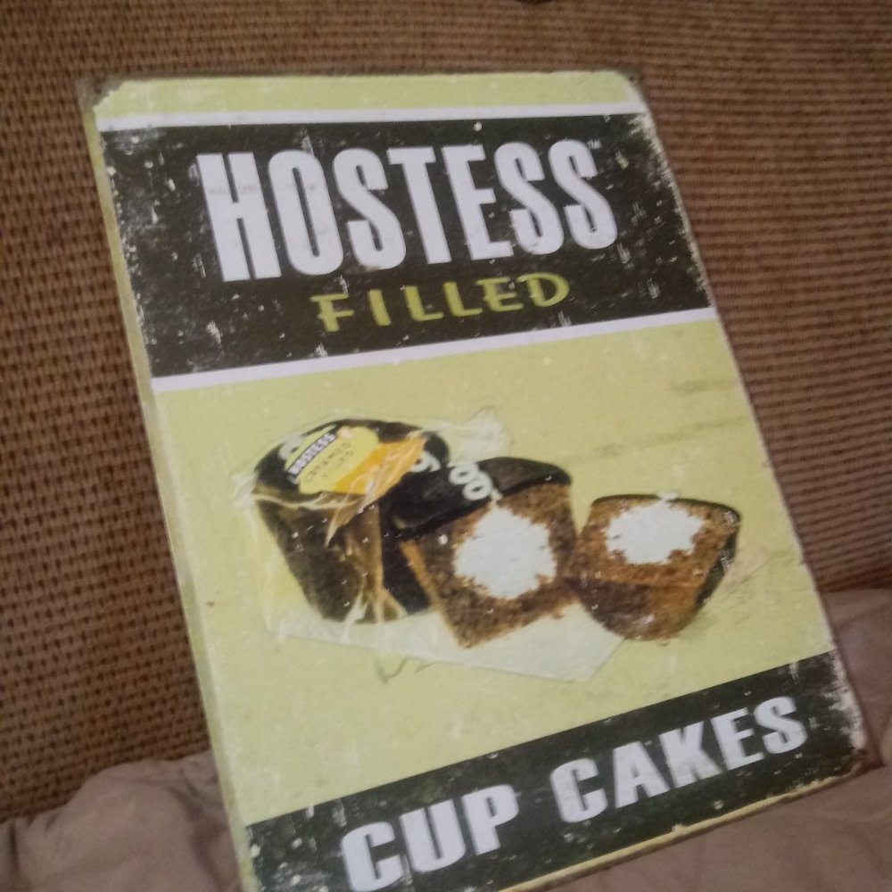 Vintage HOSTESS CUP CAKES Metal Wall Sign
